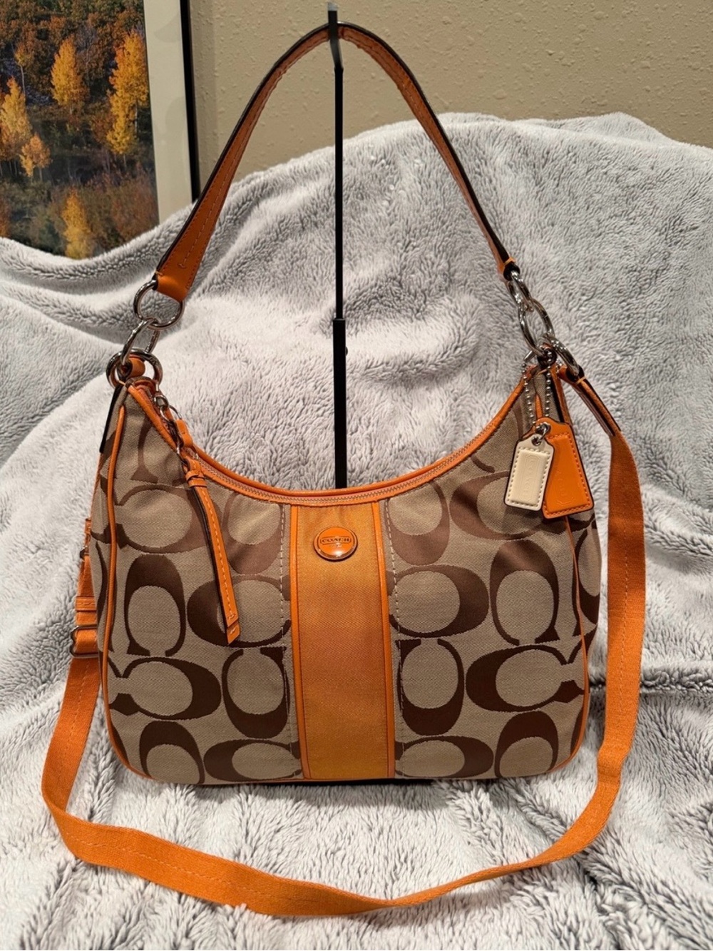 Coach convertible hobo handbag classic jacquard signature “C” - Picture 2 of 13